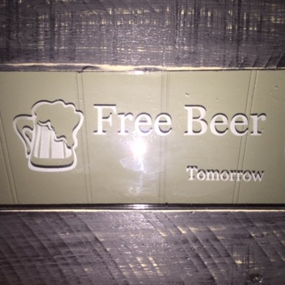 Free Beer Bar Sign - Handmade etched Glass & Wood - Picture 2 of 5